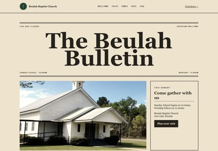 Actual rendered preview of the Heritage Bulletin design